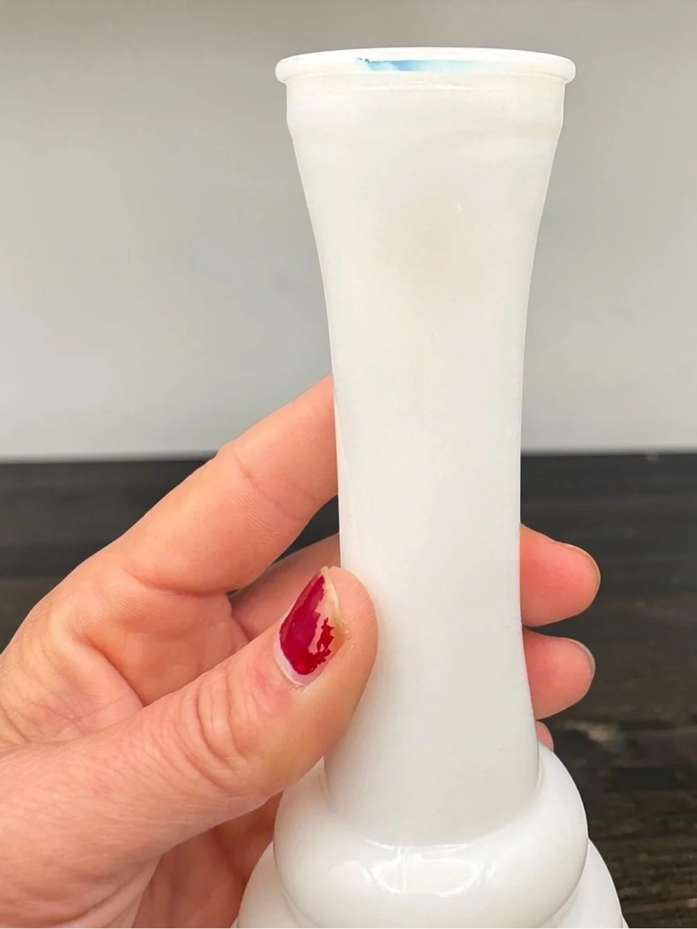 Classic White Glass Pedestal Vase with Tiered Base